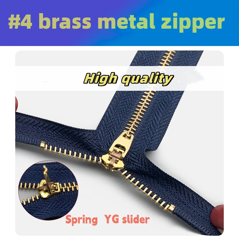 Bulk High Quality close end #4 Metal Zipper Garment Custom Zippers Brass Zippers From China Factory