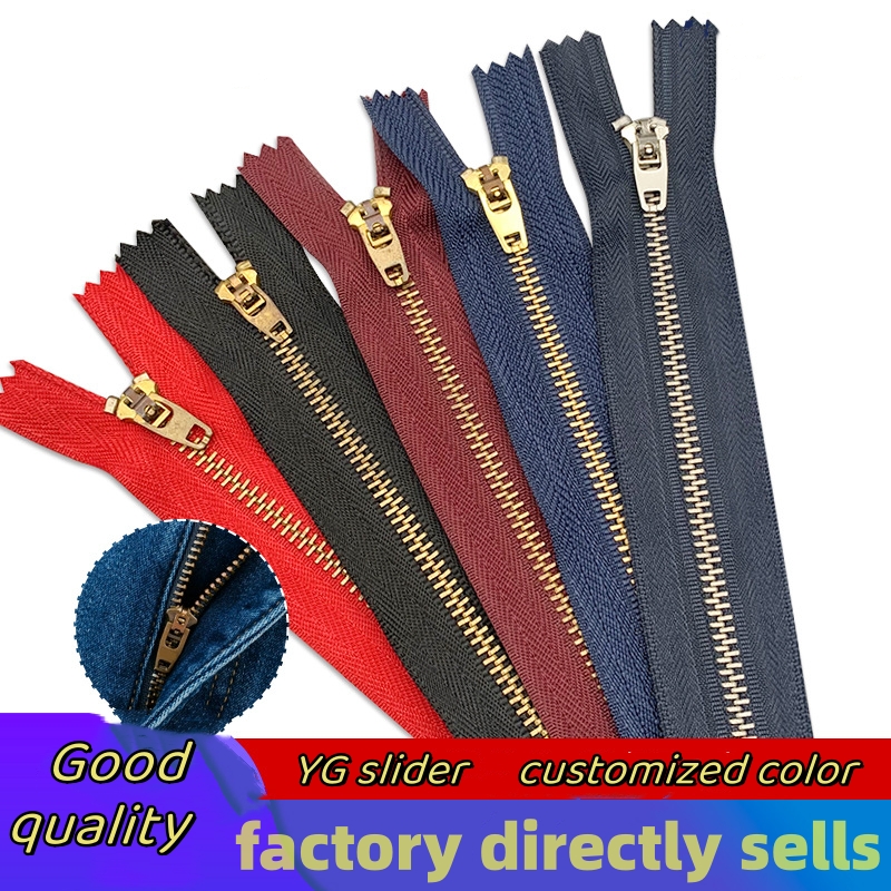 Bulk High Quality close end #4 Metal Zipper Garment Custom Zippers Brass Zippers From China Factory