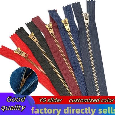 Bulk High Quality close end #4 Metal Zipper Garment Custom Zippers Brass Zippers From China Factory