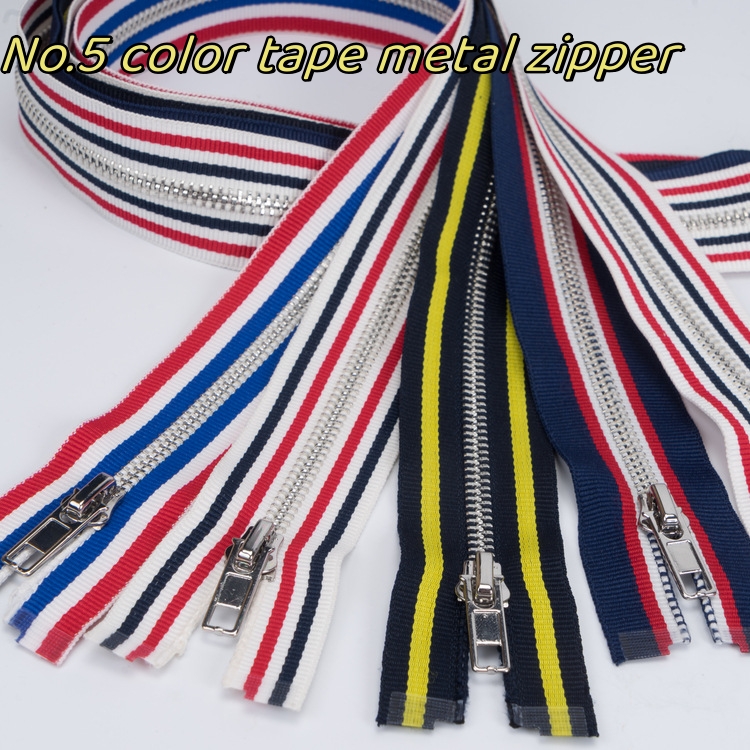 china manufacturer  oem whosale colorful tape no.5 metal  brass zipper for leather garment  jeans shoes make