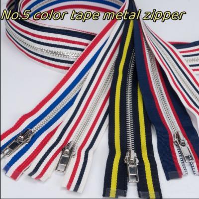china manufacturer  oem whosale colorful tape no.5 metal  brass zipper for leather garment  jeans shoes make
