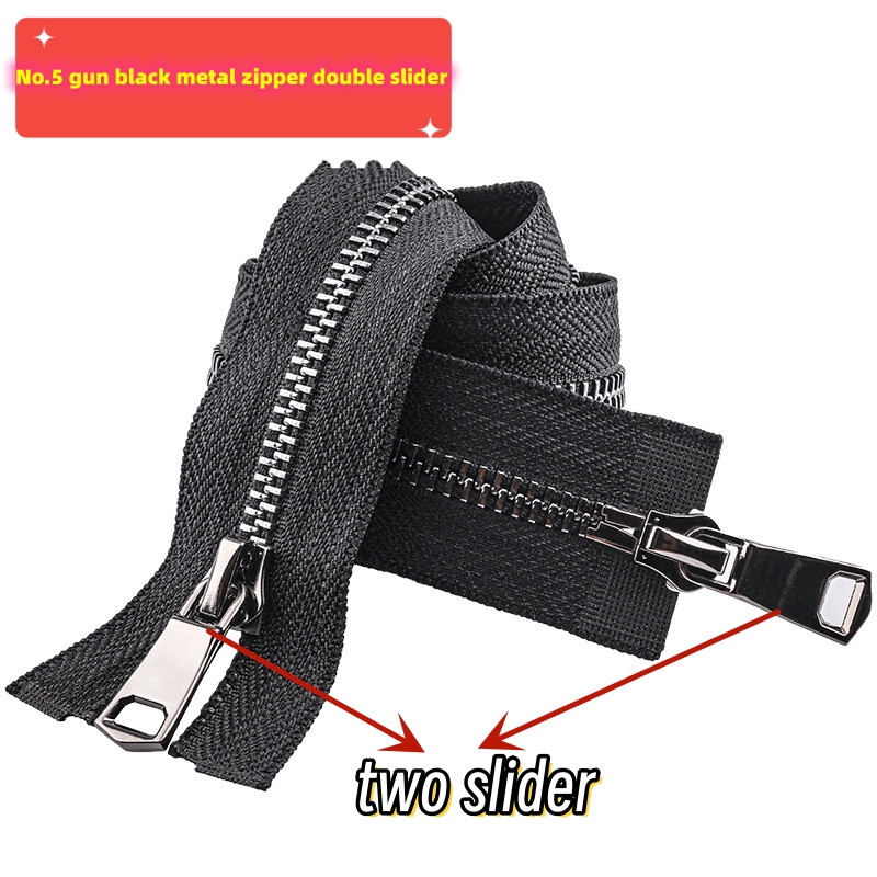 Low moq no.3/5 metal zipper brass teeth  two slider customized for garment leather jeans 