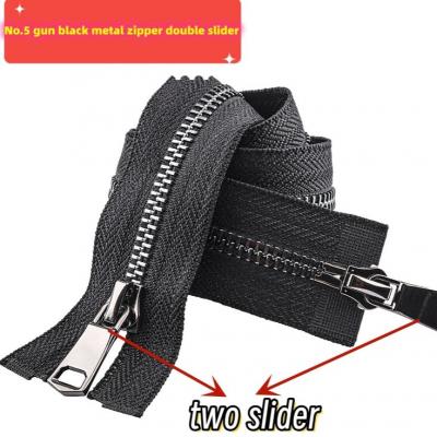 Low moq no.3/5 metal zipper brass teeth  two slider customized for garment leather jeans 