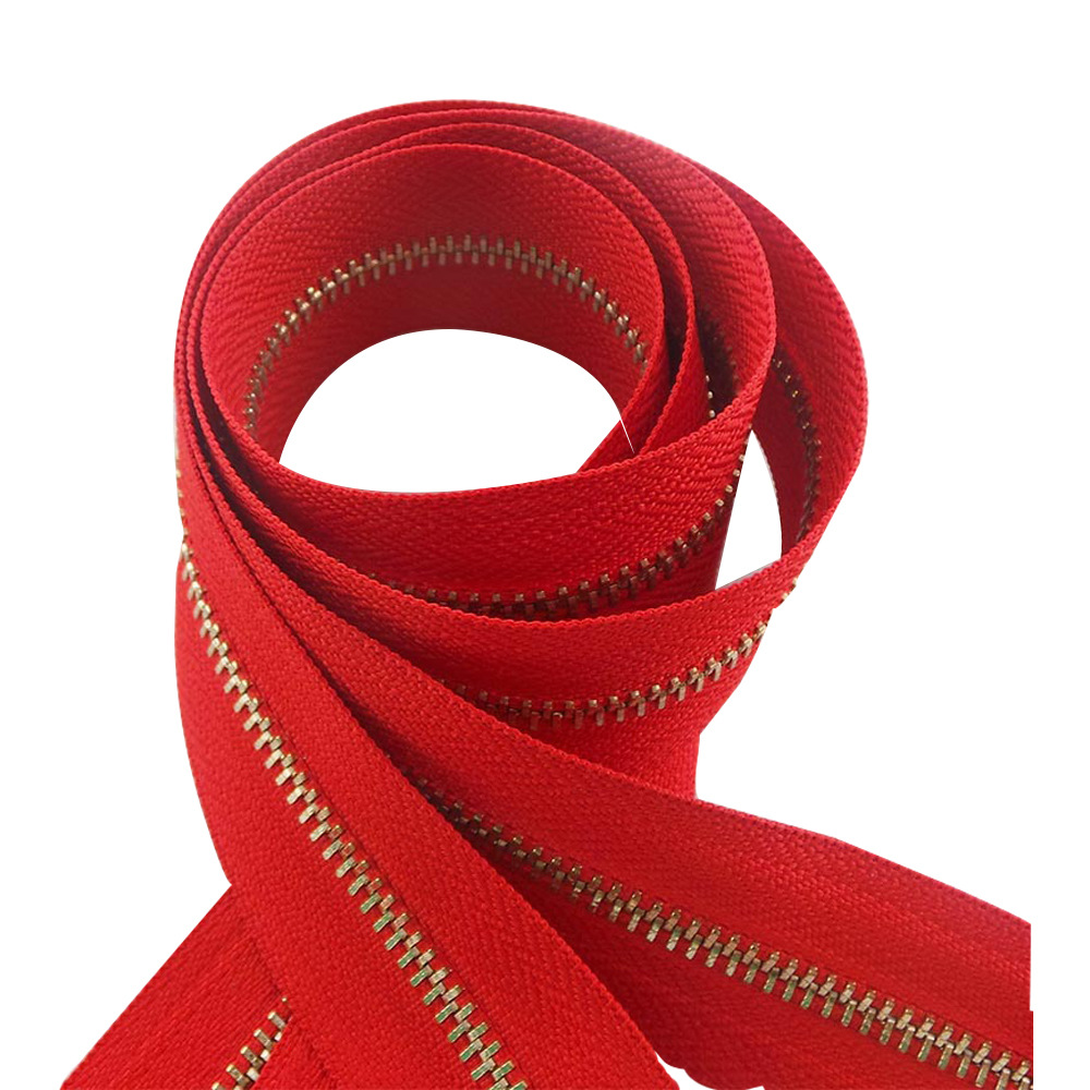  Factroy Metal Zipper 3# 5# 4# Long Chain  home-textile Men Shoes Jackets Gold Brass Factory Custom Bronze by yards