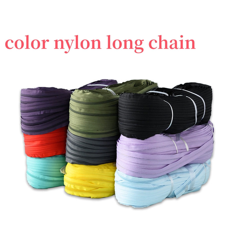oeko-tex quality assurance China factory directly sales long chain nylon zipper rolls 3# 5# 7# 8# 10#for garments bags 