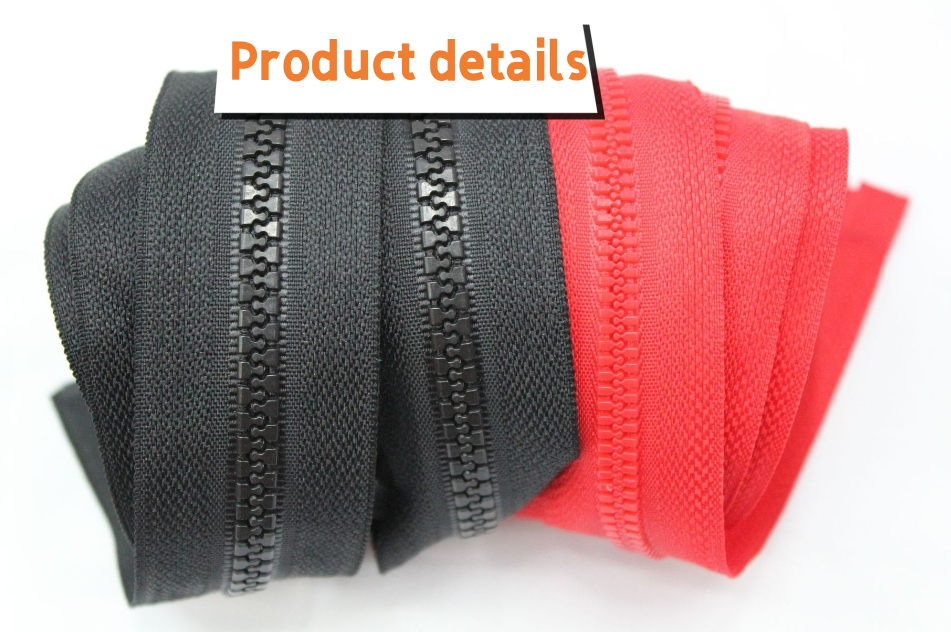 Resin  Eco-friendly high quality by rolls Plastic 3# 5# 8#  10# Black Clothing Bag And Home Textiles Use Long Chain Zipper