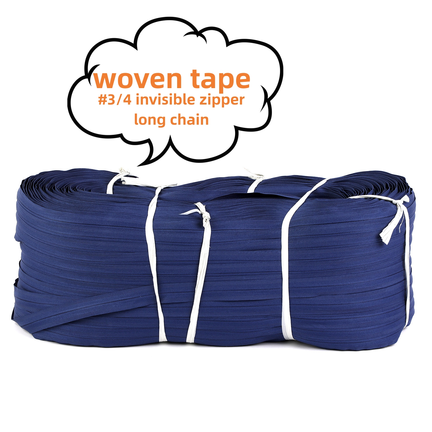 Professional manufacturers invisible zipper woven fabric tape long chain by yards  in bulk order for ladies dress shirt 