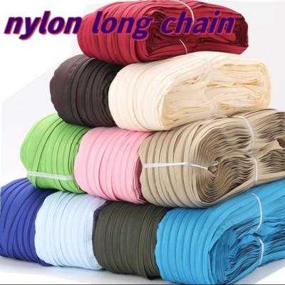 oeko-tex quality assurance China factory directly sales long chain nylon zipper rolls 3# 5# 7# 8# 10#for garments bags 