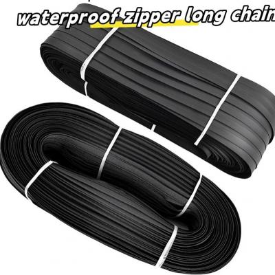 waterproof special zipper long chain by rolls the yards PU TPU PVC zipper heavy duty tape for outdoor bag tent clothes 