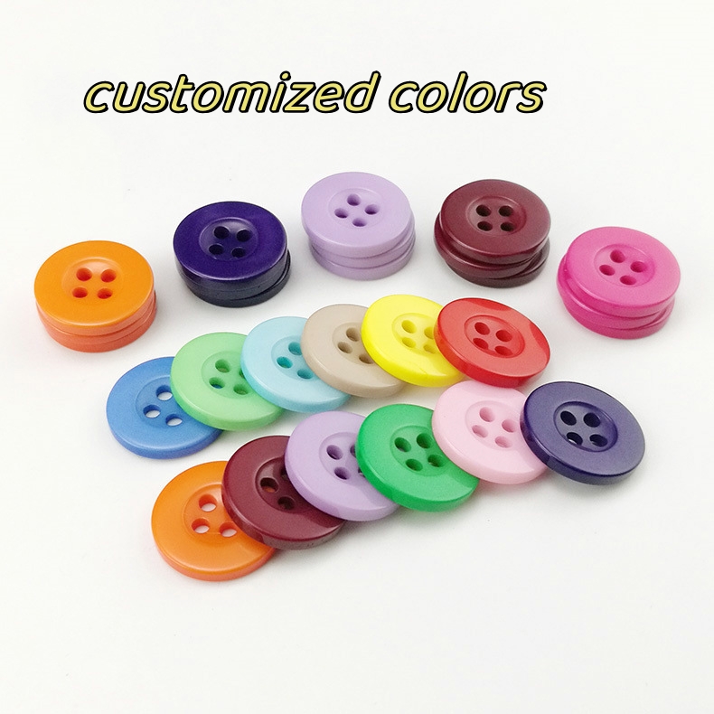 Wholesale colorful  four eyes  resin buttons round trench plastic button hand stitched sewing  button suit for pants coat 