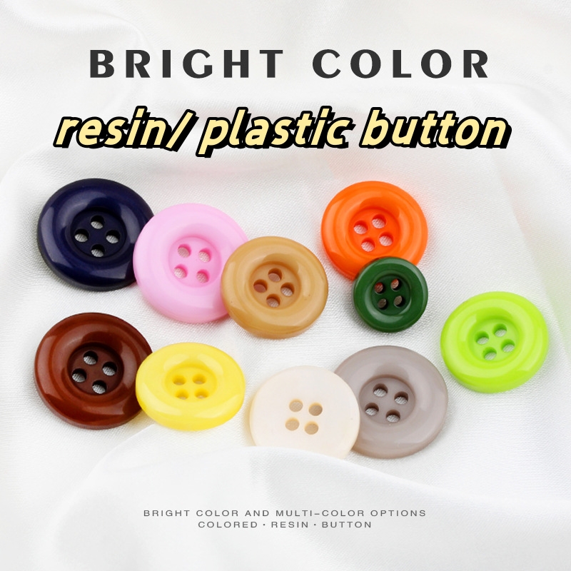Wholesale colorful  four eyes  resin buttons round trench plastic button hand stitched sewing  button suit for pants coat 