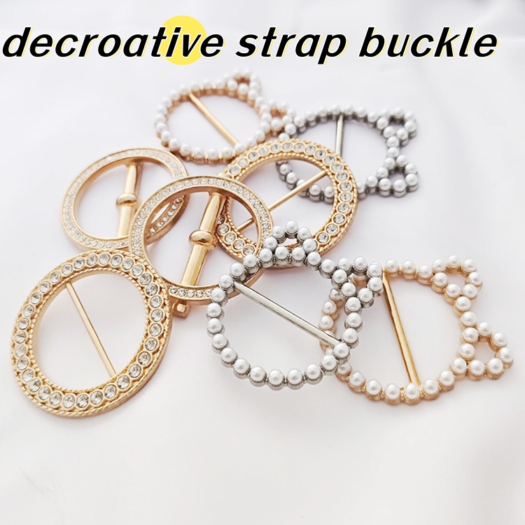 New Fashion Wholesales strap buckle  Round shape gold metal ring buckle with pearl beads for handbag luggage part