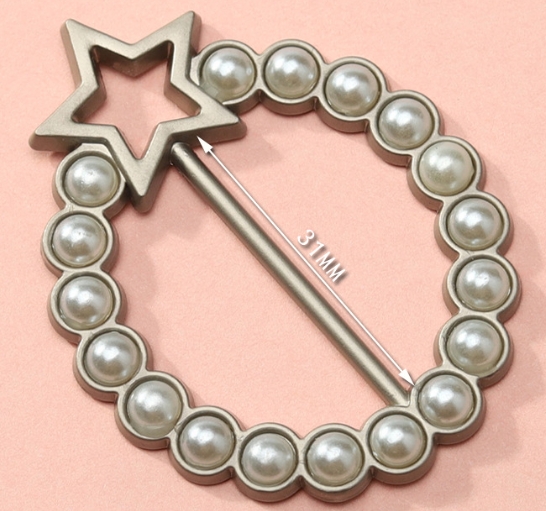 New Fashion Wholesales strap buckle  Round shape gold metal ring buckle with pearl beads for handbag luggage part