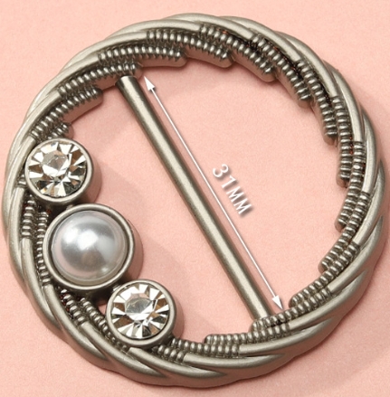 New Fashion Wholesales strap buckle  Round shape gold metal ring buckle with pearl beads for handbag luggage part