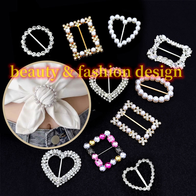 mix fashion design whosale Metal pearl corner buckle Women's T-shirt button buckle ring Silk scarf buckle for  coat belt decorative button