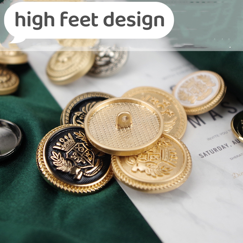 zinc alloy accessories wholesale Fashionable logo custom  metal gold shank button Hand sewing  button  metal for wool coat  