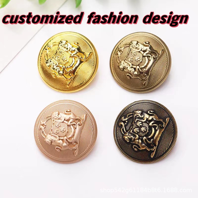 zinc alloy accessories wholesale Fashionable logo custom  metal gold shank button Hand sewing  button  metal for wool coat  