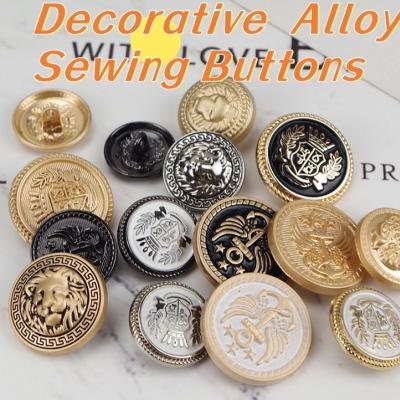 zinc alloy accessories wholesale Fashionable logo custom  metal gold shank button Hand sewing  button  metal for wool coat  