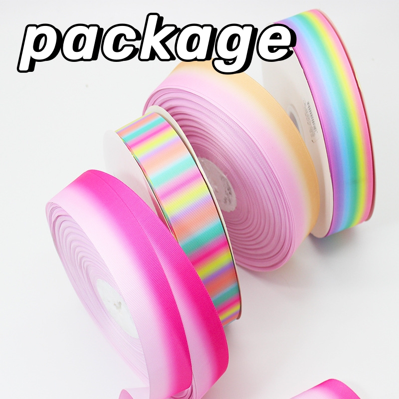 Manufacturers wholesale high-density rainbow  gradient grosgrain ribbon and hair ribbon ribbon gift decorative ribbon wholesale