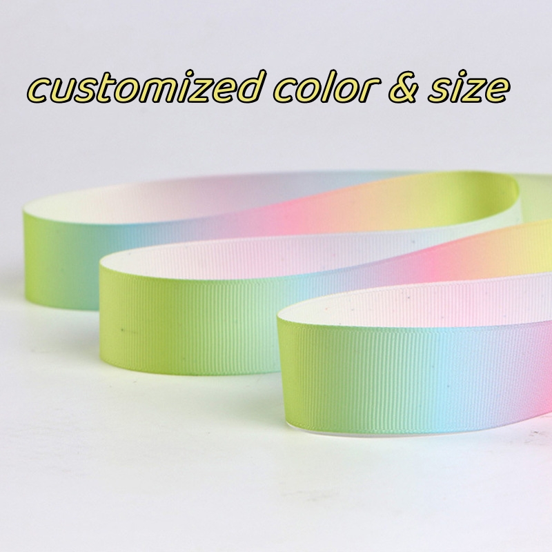 Manufacturers wholesale high-density rainbow  gradient grosgrain ribbon and hair ribbon ribbon gift decorative ribbon wholesale