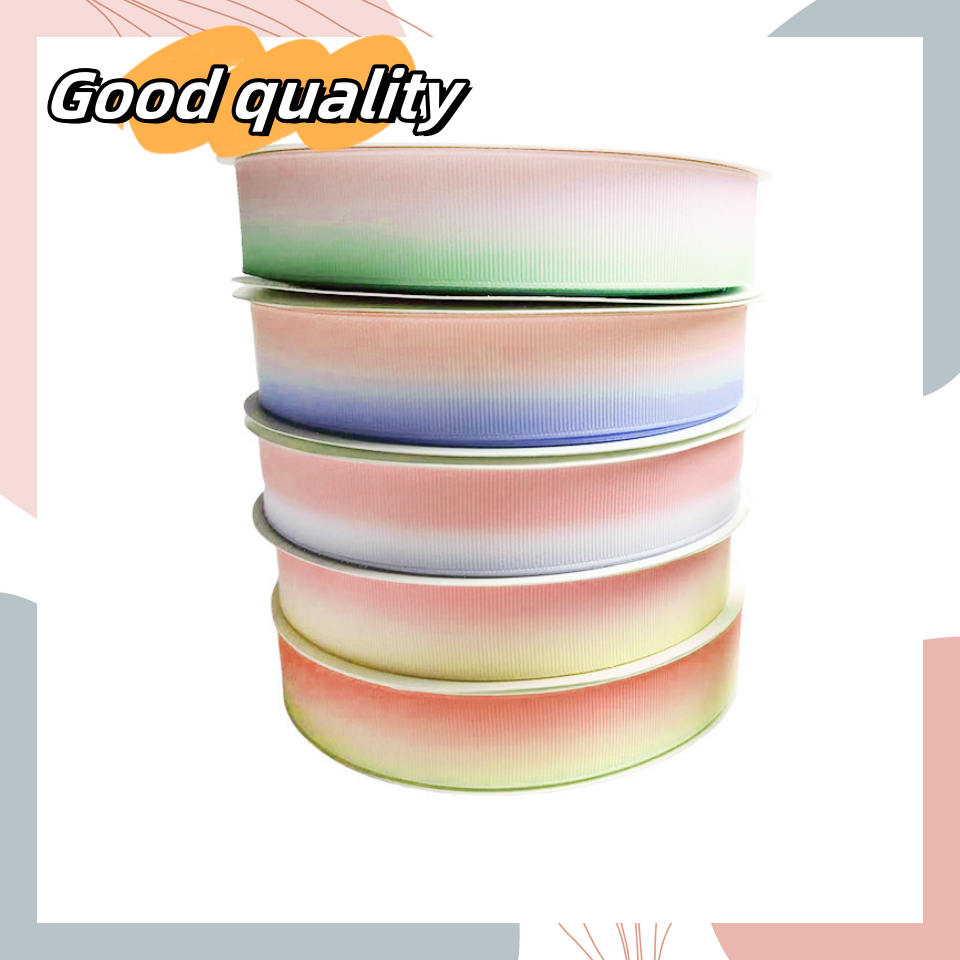 Manufacturers wholesale high-density rainbow  gradient grosgrain ribbon and hair ribbon ribbon gift decorative ribbon wholesale