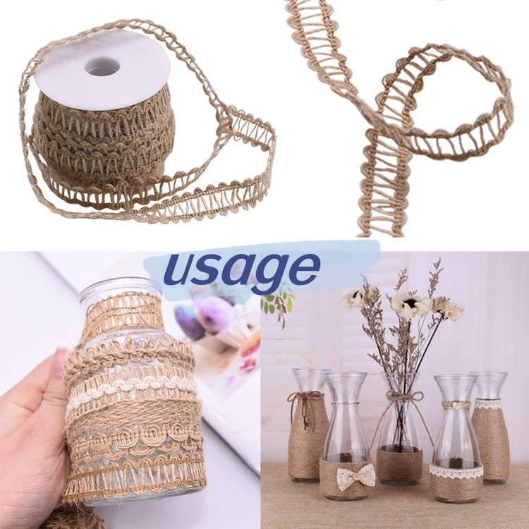 Hot selling beauty design Hessian ribbon tape Natural Jute Burlap Rustic Vintage Wedding Decorative Hessianb for Merry Christmas  wedding Party