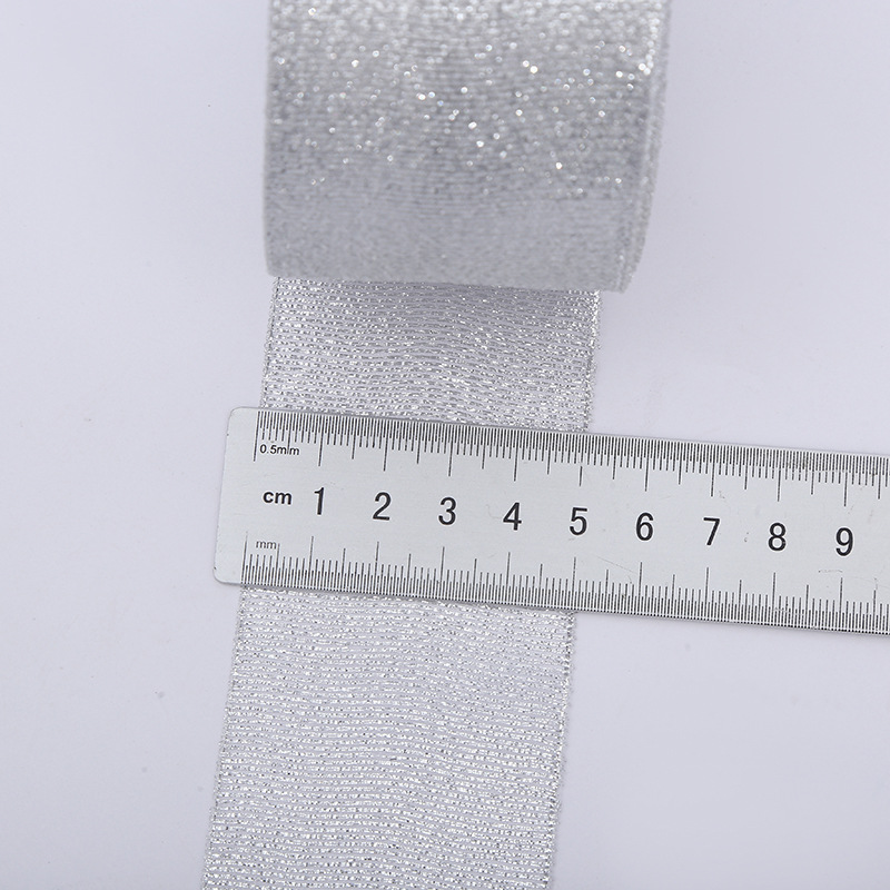 factory maket  Glitter Ribbon Gold Silver Metallic Ribbon Gift Wrapped Custom Ribbon for DIY Bows Decoration tape 