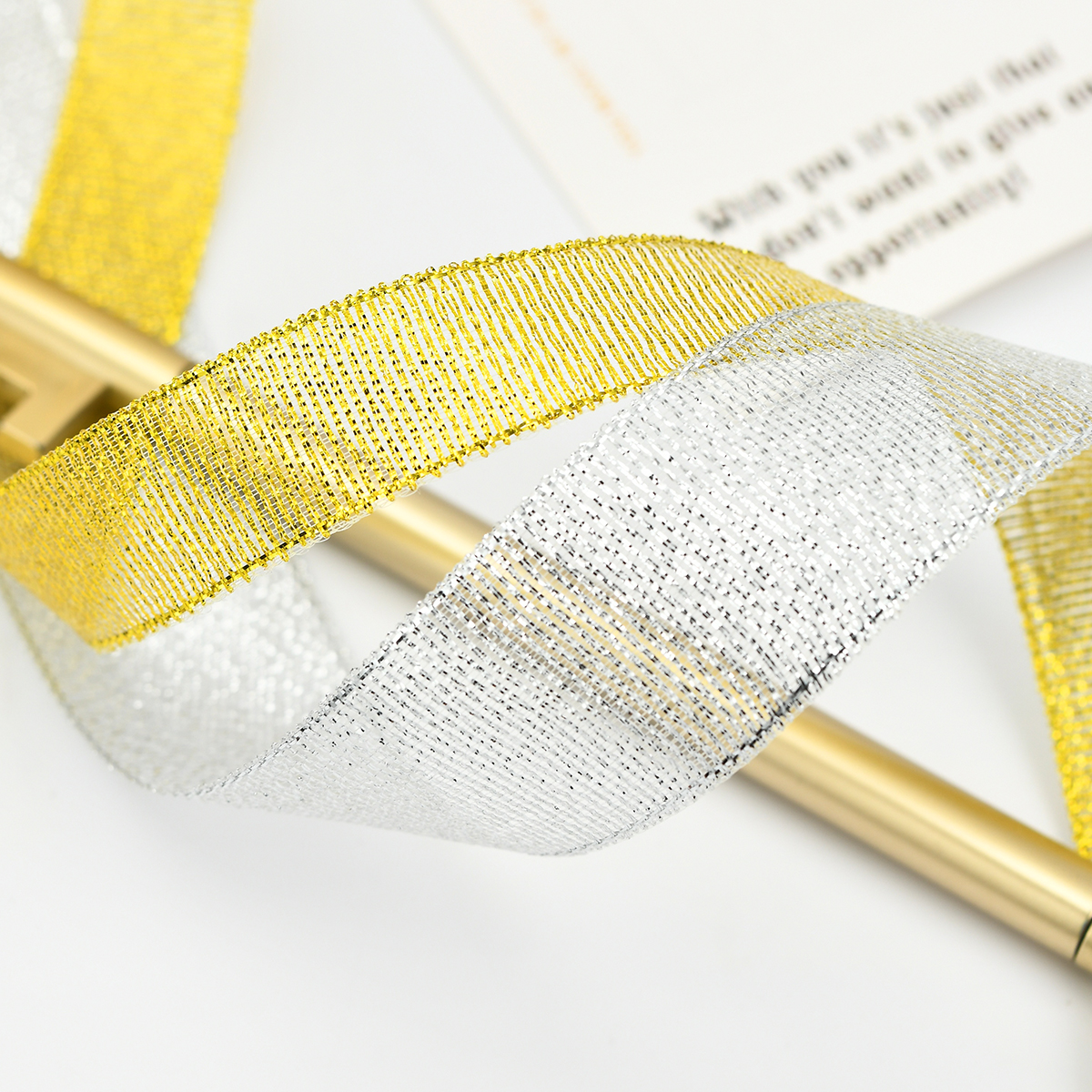 factory maket  Glitter Ribbon Gold Silver Metallic Ribbon Gift Wrapped Custom Ribbon for DIY Bows Decoration tape 