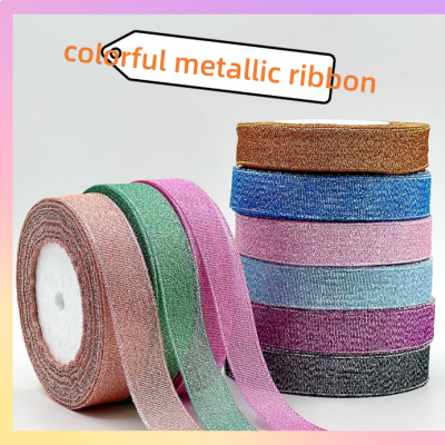 whosales Different Sizes 100% Polyester Colorful Glitter Gold And Silver Metallic Ribbon Decorative Gift Ribbons