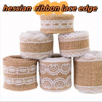 Hot selling beauty design Hessian ribbon tape Natural Jute Burlap Rustic Vintage Wedding Decorative Hessianb for Merry Christmas  wedding Party