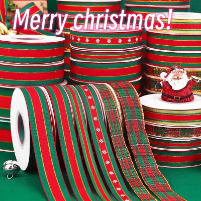 manufacturer Custom Printed Christmas  Ribbon Edge Ribbons For Holiday Decoration