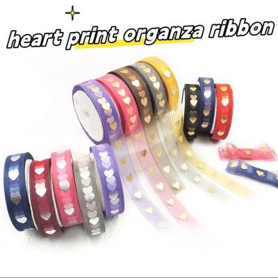 cheap price  Customized Size  fancy Print  organza  Ribbon With Custom Logo for bows or gift wrapping 