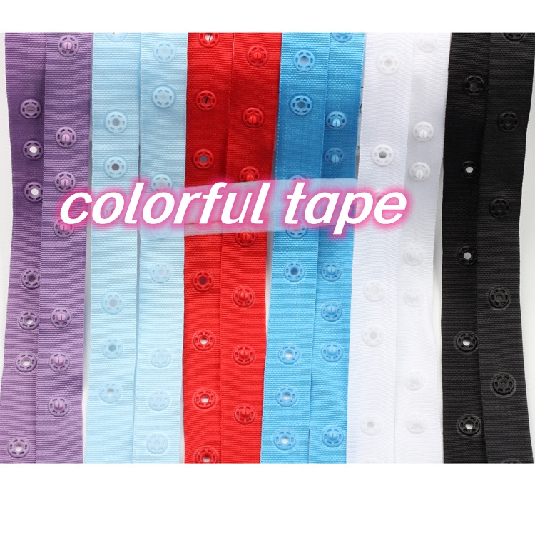 Wholesale Garment Accessories Customized color snap tape plastic snap button polyester curtain tape
