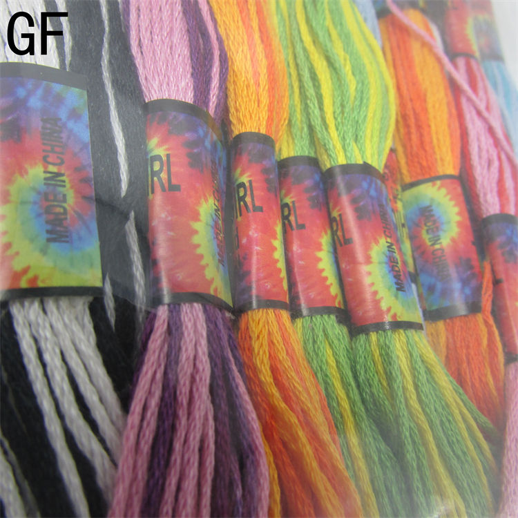 12pcs/bag Variegated color 100% cotton embroidery floss 8m per skein cross stitch embroidery thread