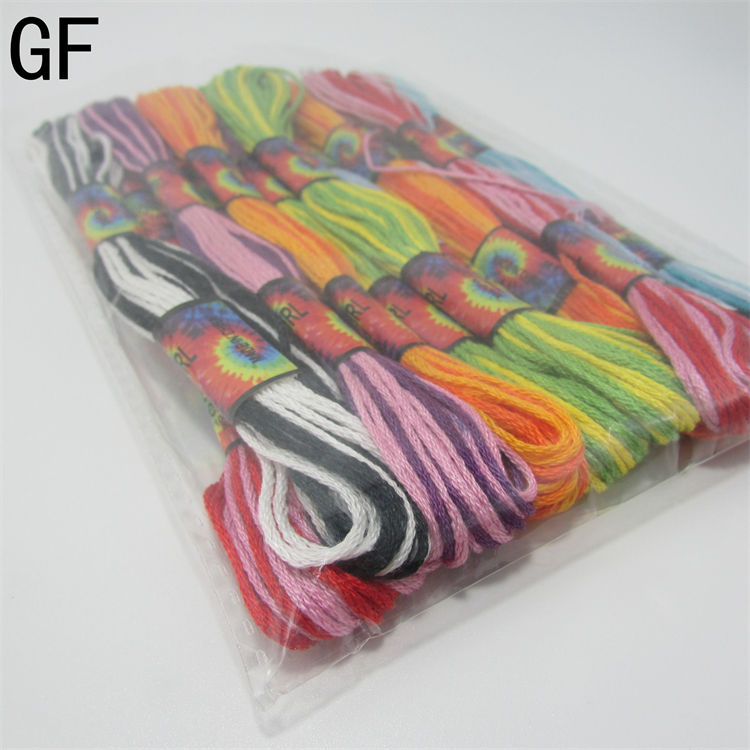12pcs/bag Variegated color 100% cotton embroidery floss 8m per skein cross stitch embroidery thread