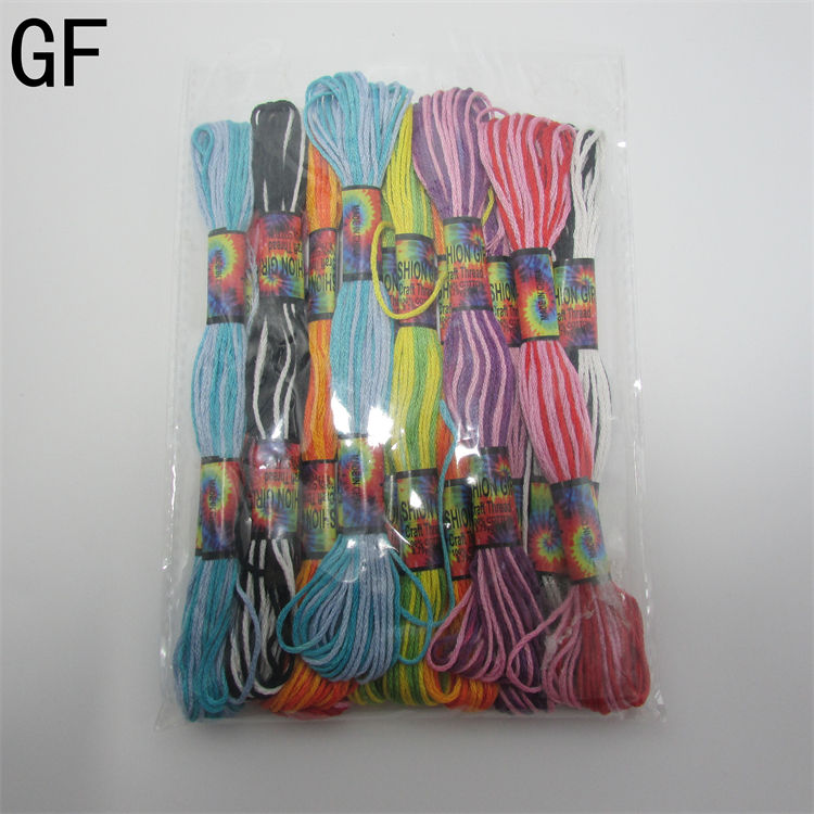 12pcs/bag Variegated color 100% cotton embroidery floss 8m per skein cross stitch embroidery thread